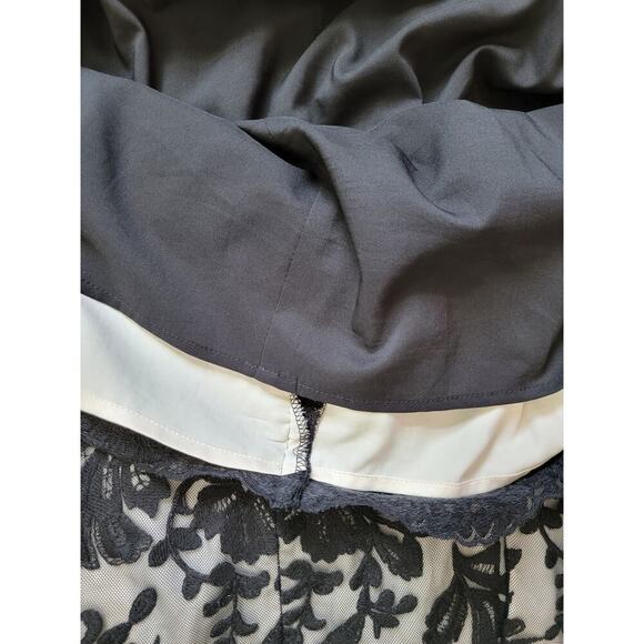 Eliza J Little Black Lace Overlay Cutout Pleated Sheath Cocktail Dress Size 14 - Picture 6 of 9